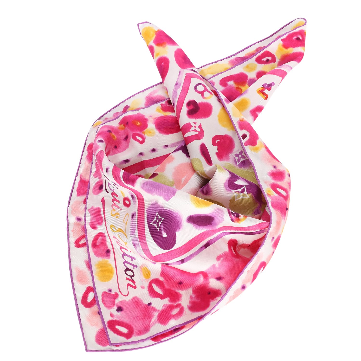 Silk Monogram Watercolor Square Scarf Multicolor