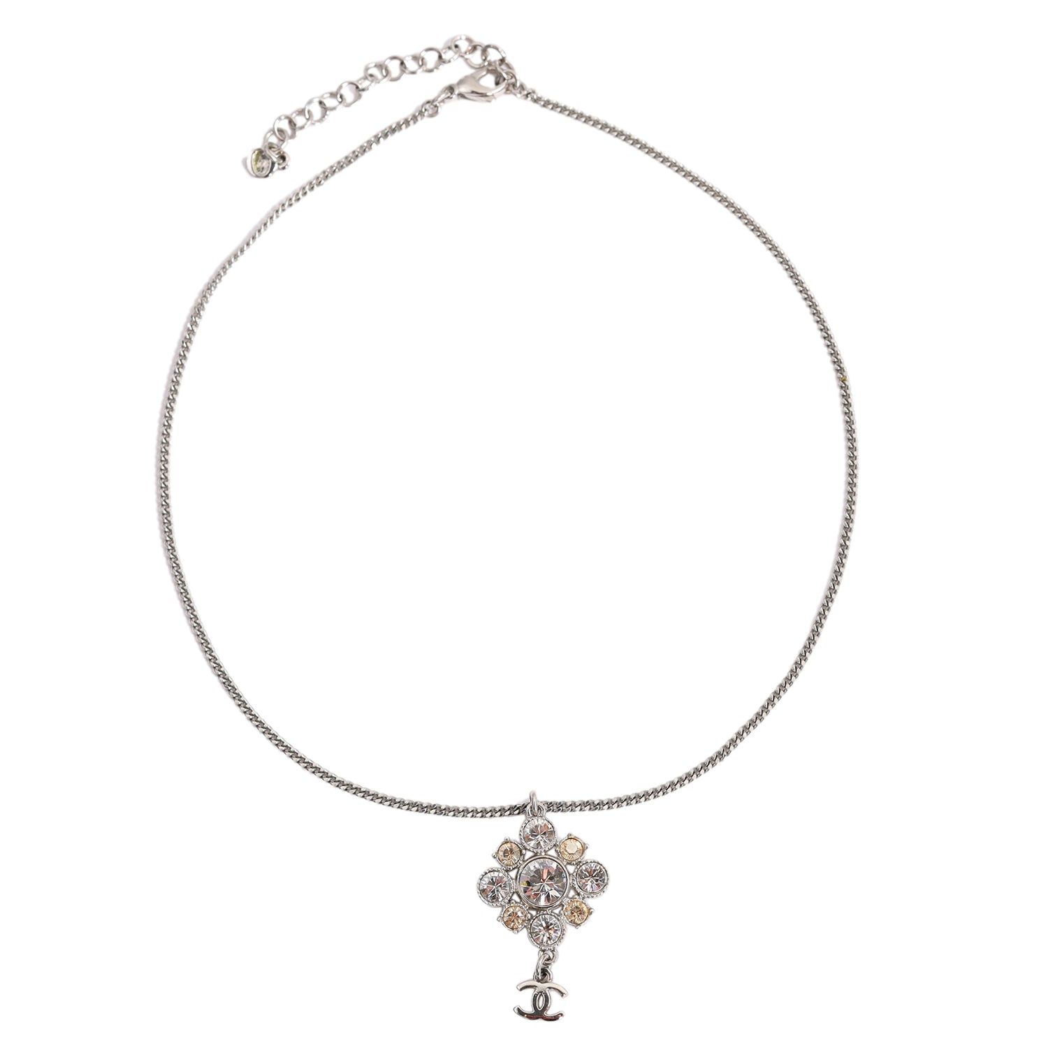 Rhinestone Silver Dangle Necklace (Authentic Pre-owned)