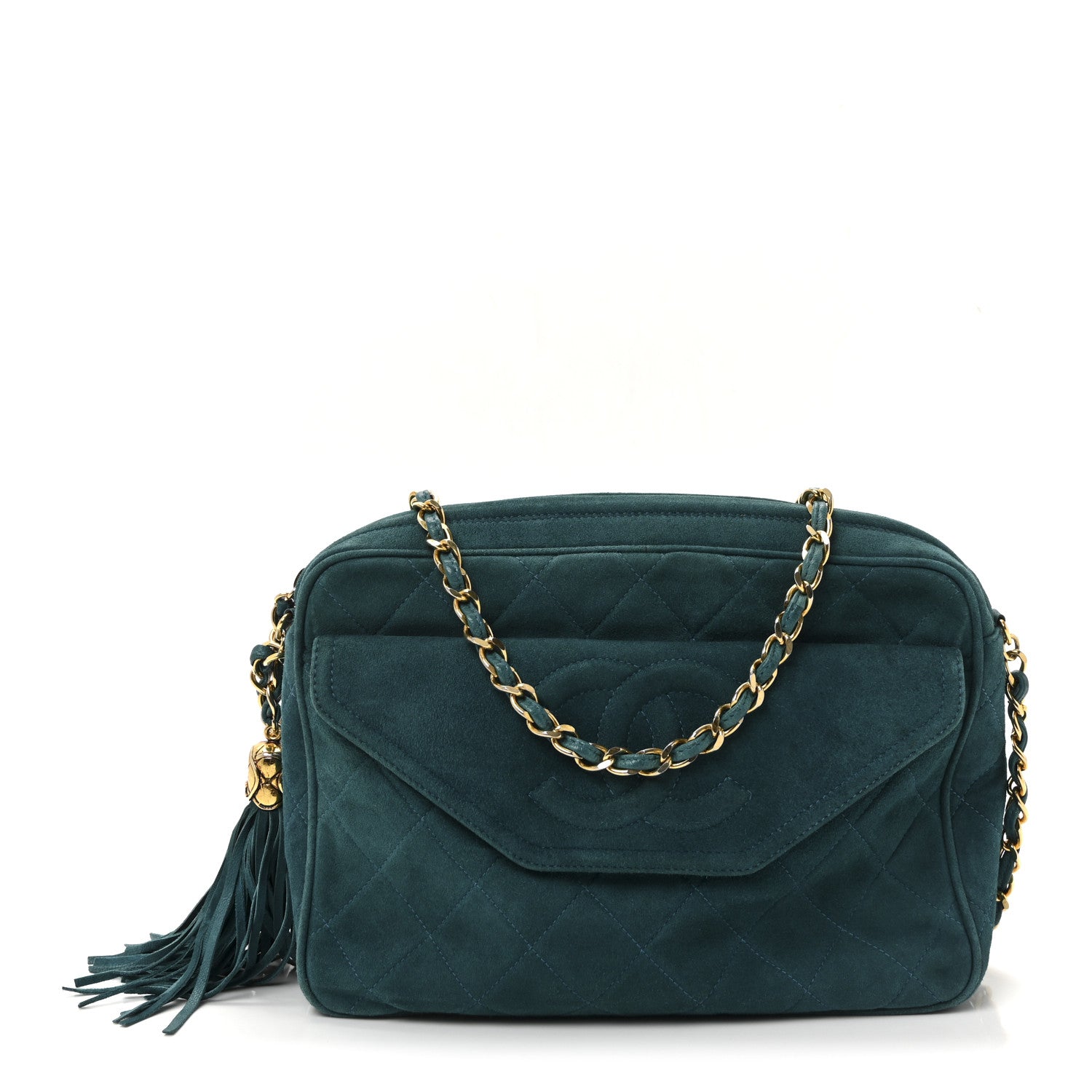 Suede Quilted CC Tassel Camera Bag Blue