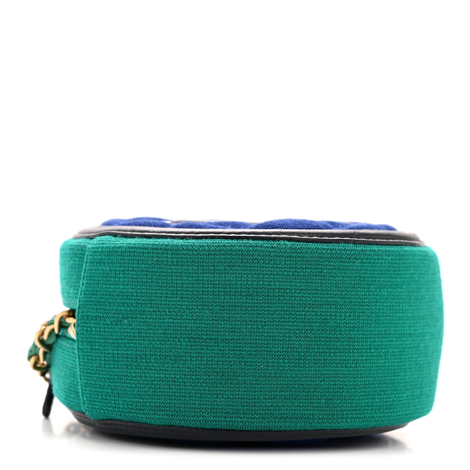 Jersey Quilted CC Filigree Round Clutch With Chain Blue Green Black