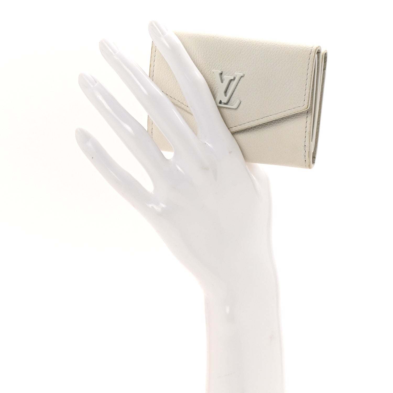 Calfskin Lockmini Wallet White