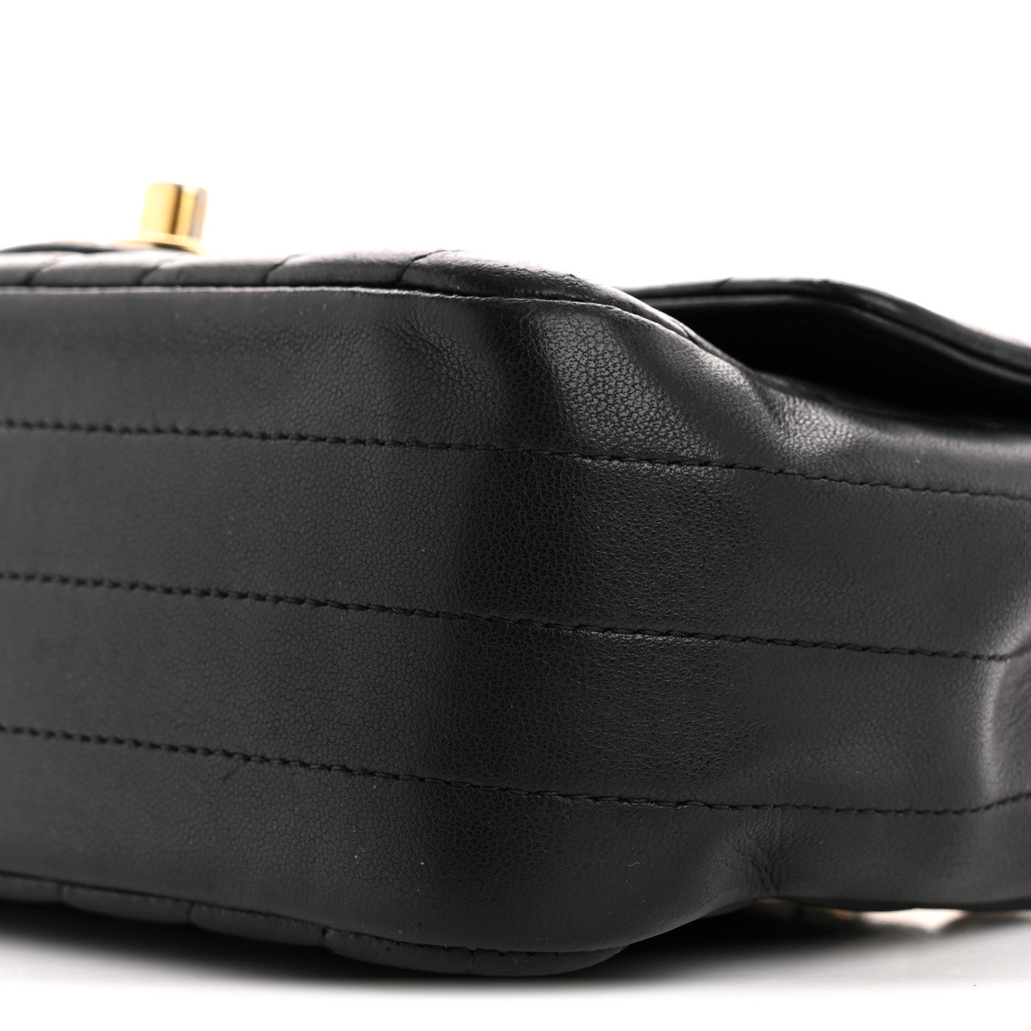 Lambskin Chevron Quilted Mini Rectangular Flap Black