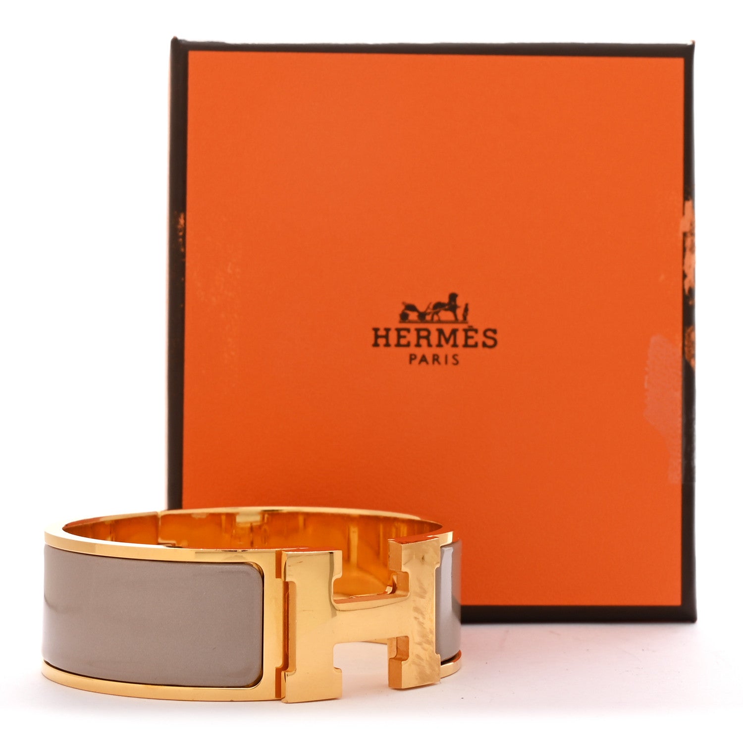 Enamel Wide Clic Clac H Bracelet Marron Glace