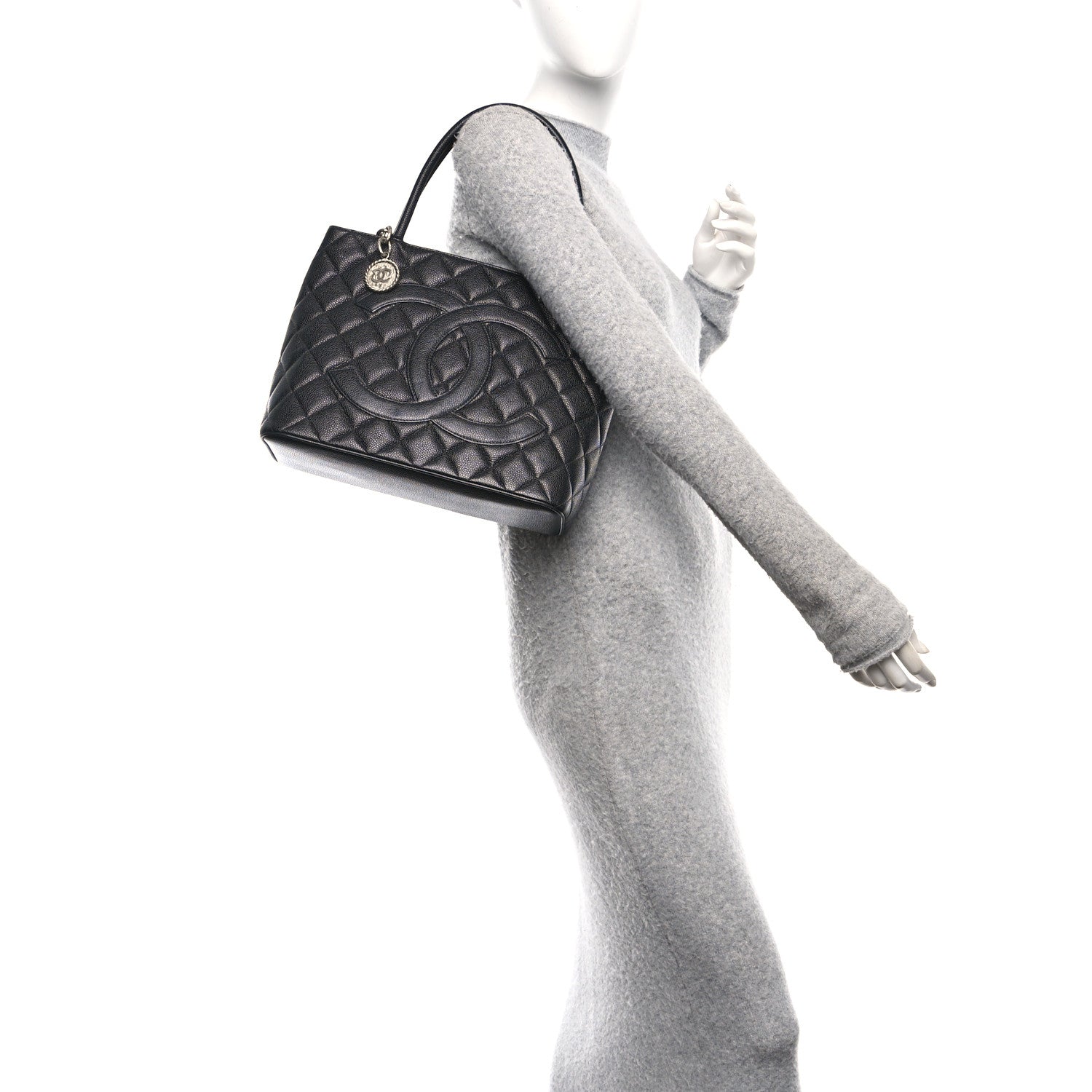 Caviar Quilted Medallion Tote Black