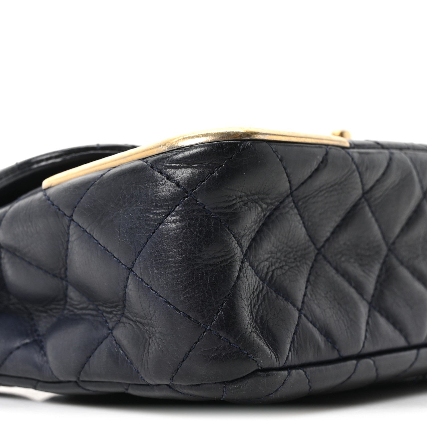Calfskin Quilted Rock The Corner Flap Navy