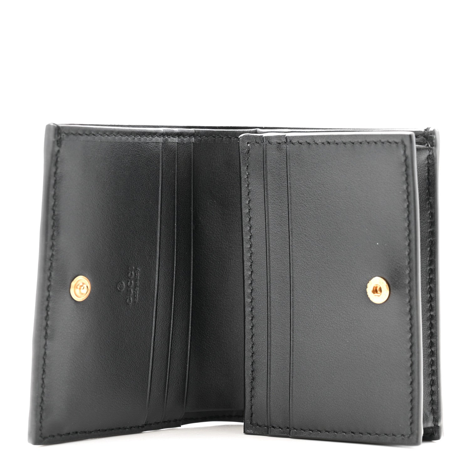 Calfskin GG Matelasse Card Case Wallet Black
