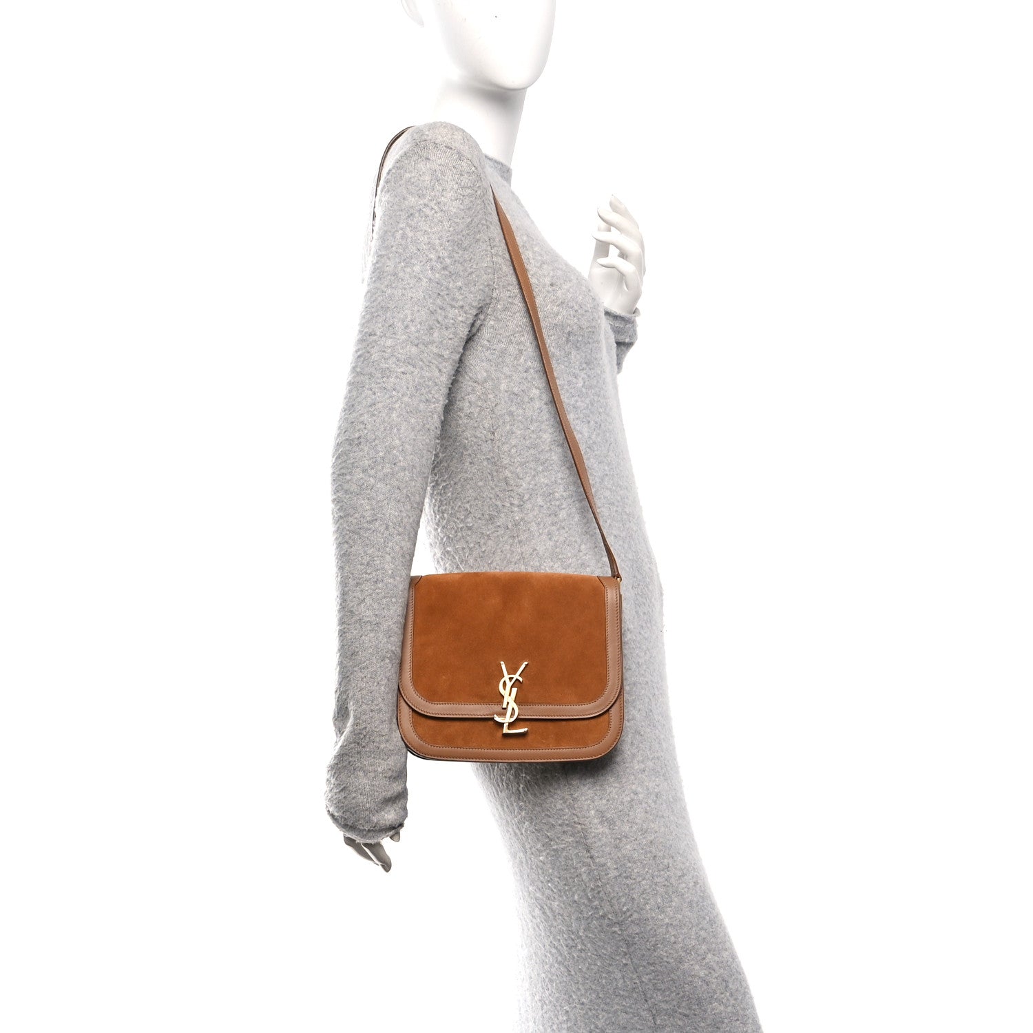 Suede Smooth Calfskin Monogram Medium Solferino Soft Satchel Cinnamon
