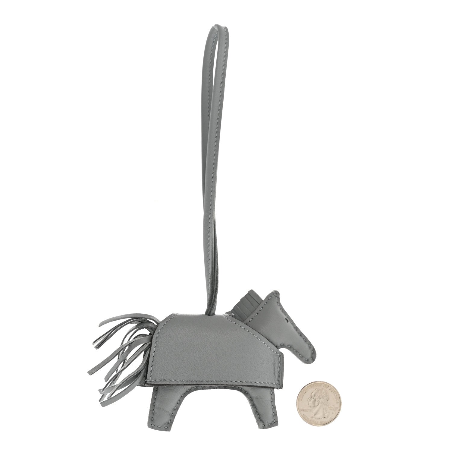 Milo Lambskin Studded Grigri Rodeo Robeo Rock Horse Bag Charm PM Gris Pantin