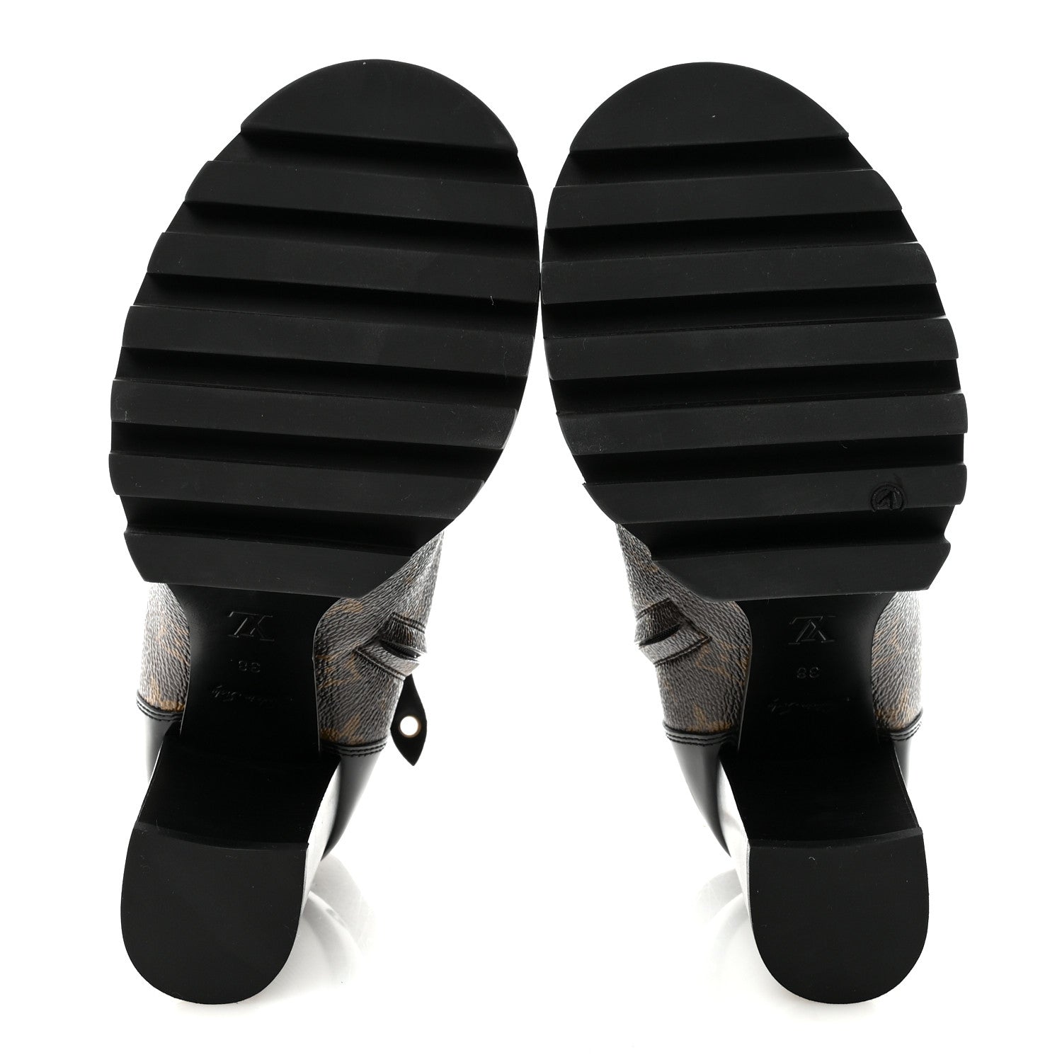 Patent Calfskin Monogram Star Trail Ankle Boots 38 Black