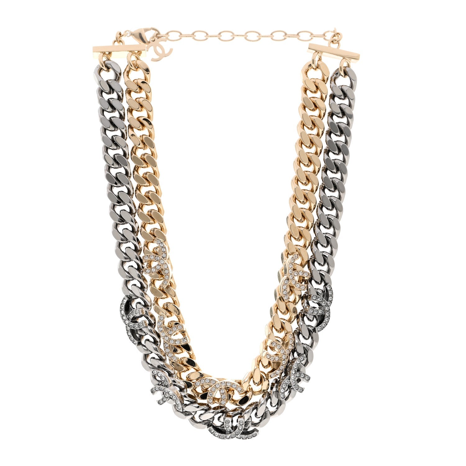 Crystal Chain CC Link Choker Gold Ruthenium