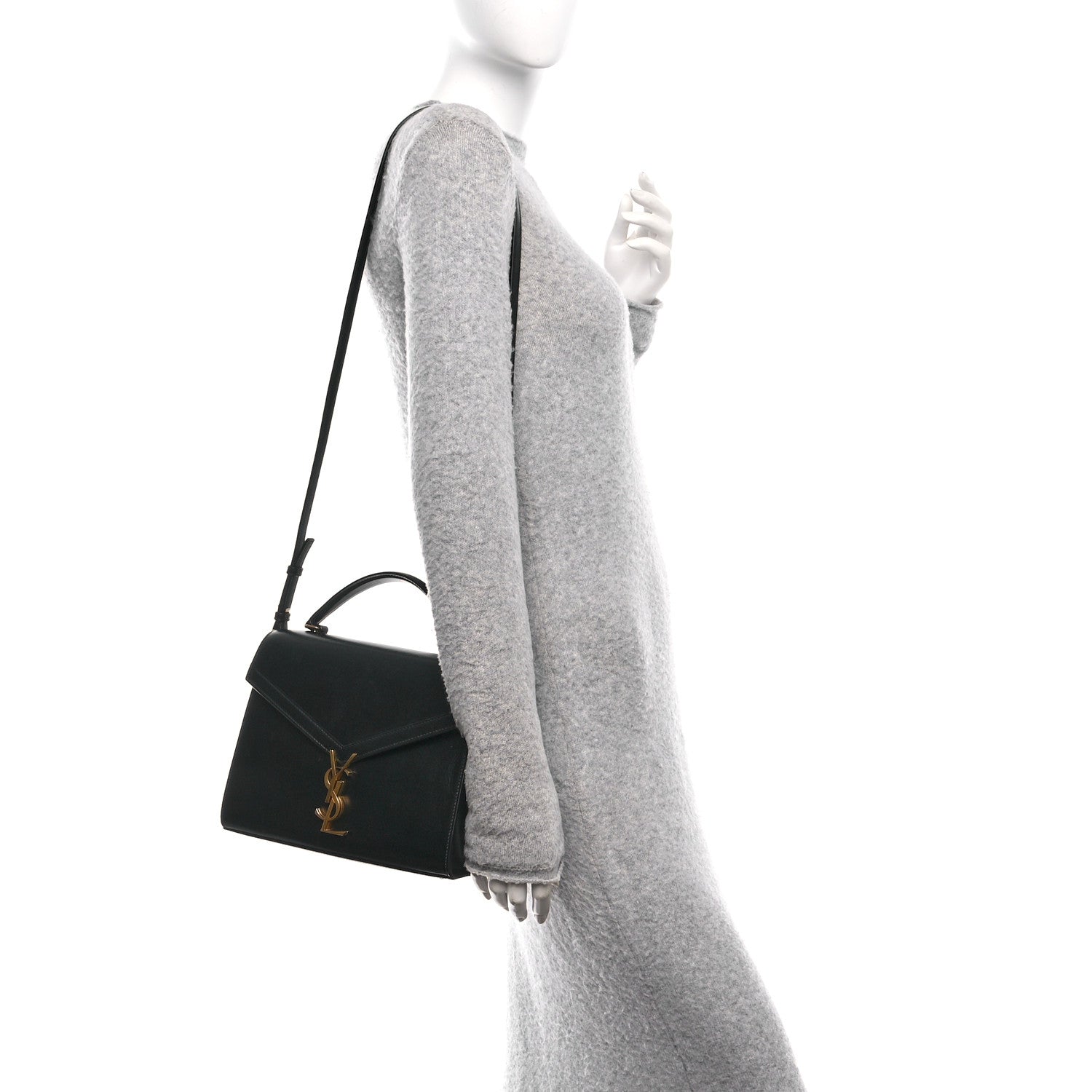 Smooth Calfskin Medium Classic Monogram Cassandra Top Handle Black