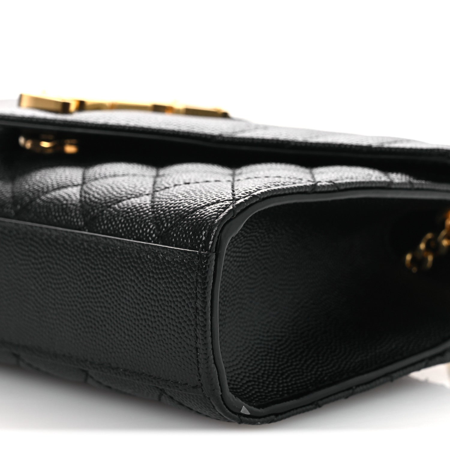 Grain De Poudre Textured Mixed Matelasse Triquilt Small Monogram Satchel Black