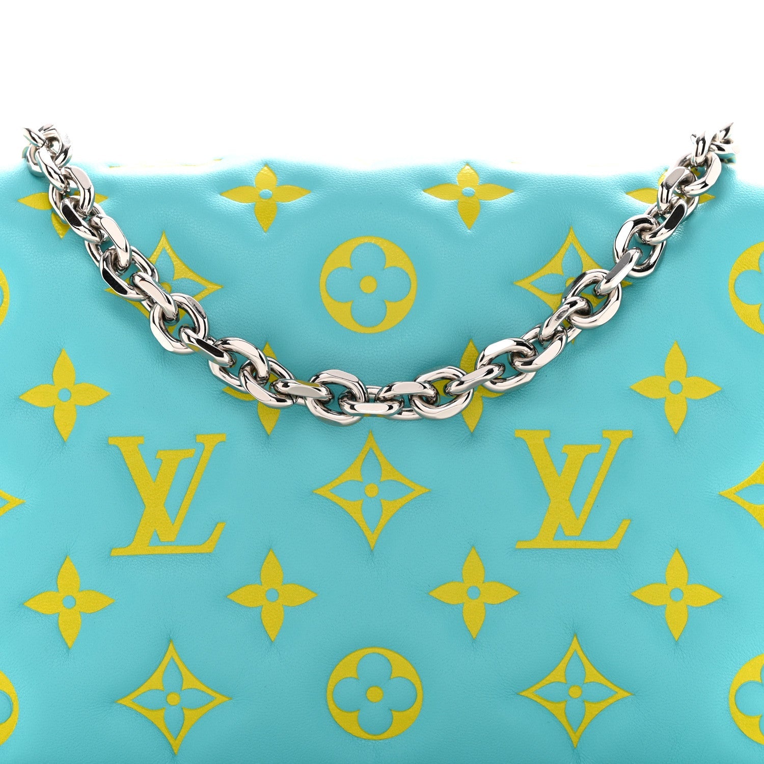 Lambskin Embossed Monogram Vuittamins Pochette Coussin Menthe Jaune