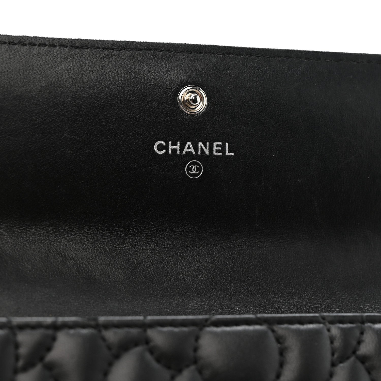 Lambskin Embossed Camellia Flap Wallet Black