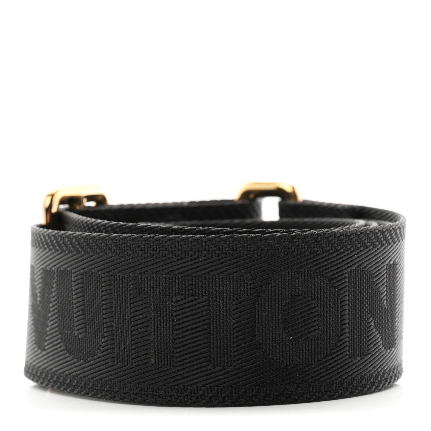 Nylon Calfskin Bubblegram Wallet Strap Black