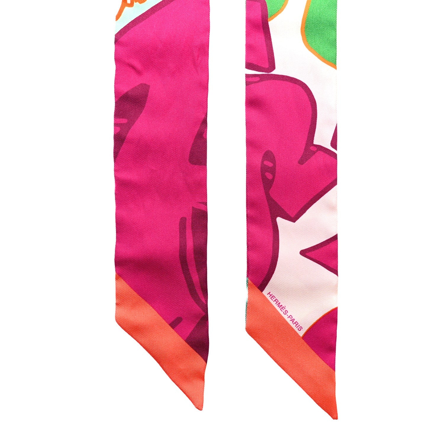 Silk Graff Graffiti Twilly Fuchsia Orange Vert