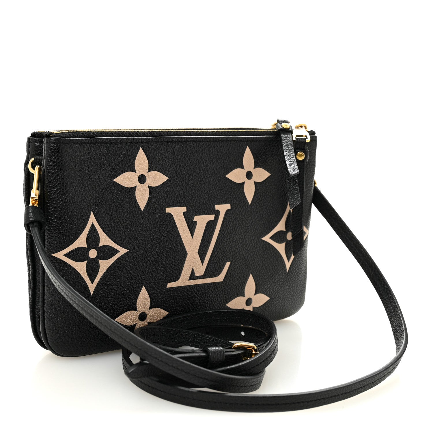 Empreinte Monogram Giant Double Zip Pochette Black Cream