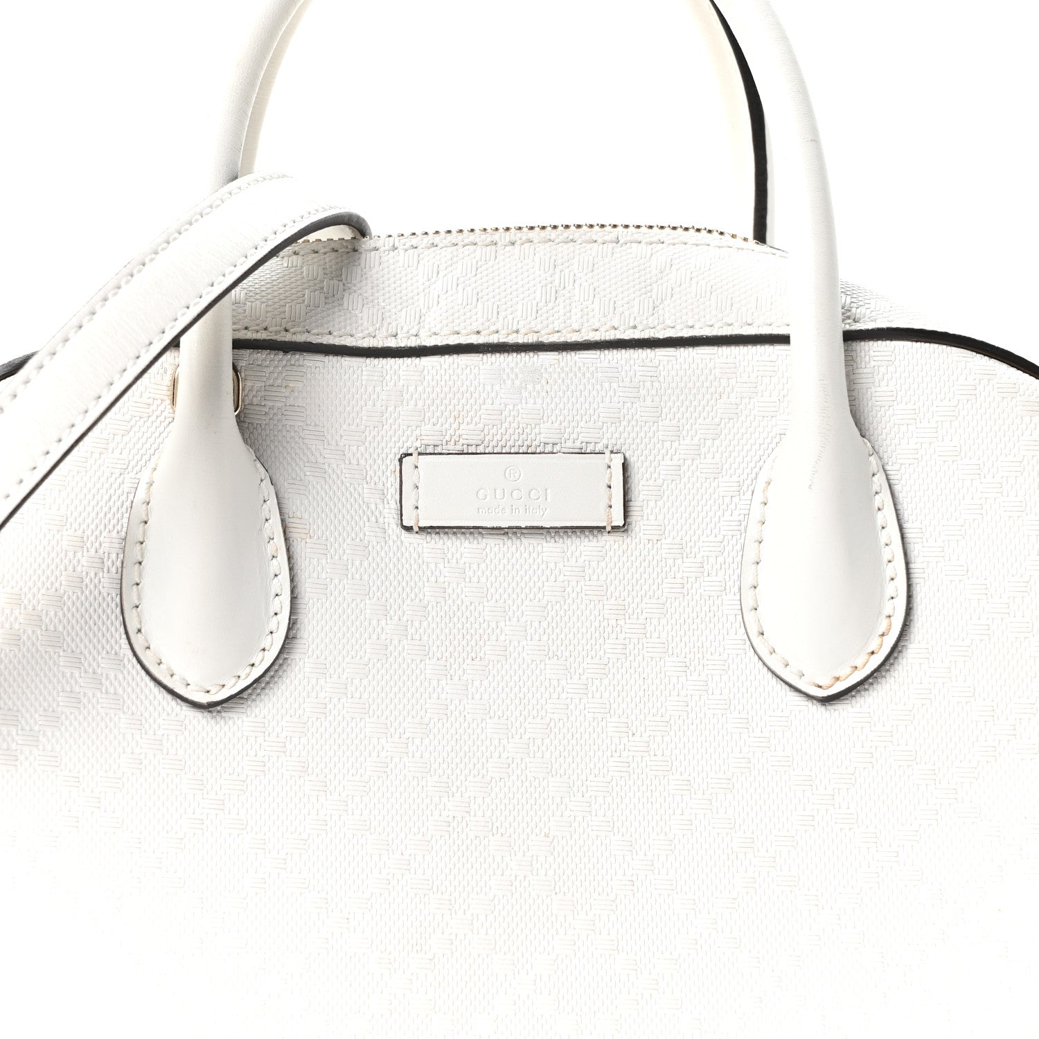 Calfskin Diamante Small Top Handle Bag White