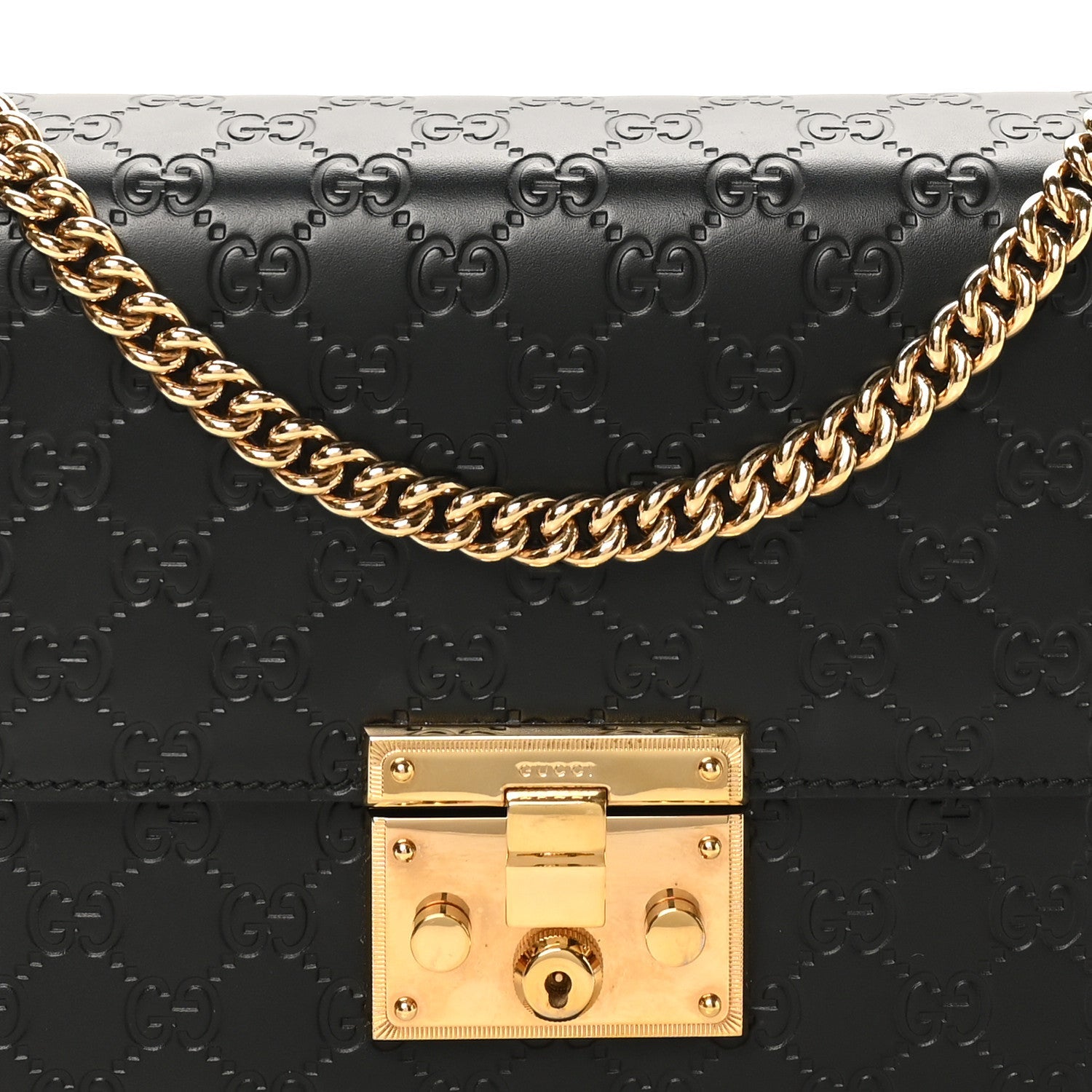 Guccissima Medium Padlock Shoulder Bag Black