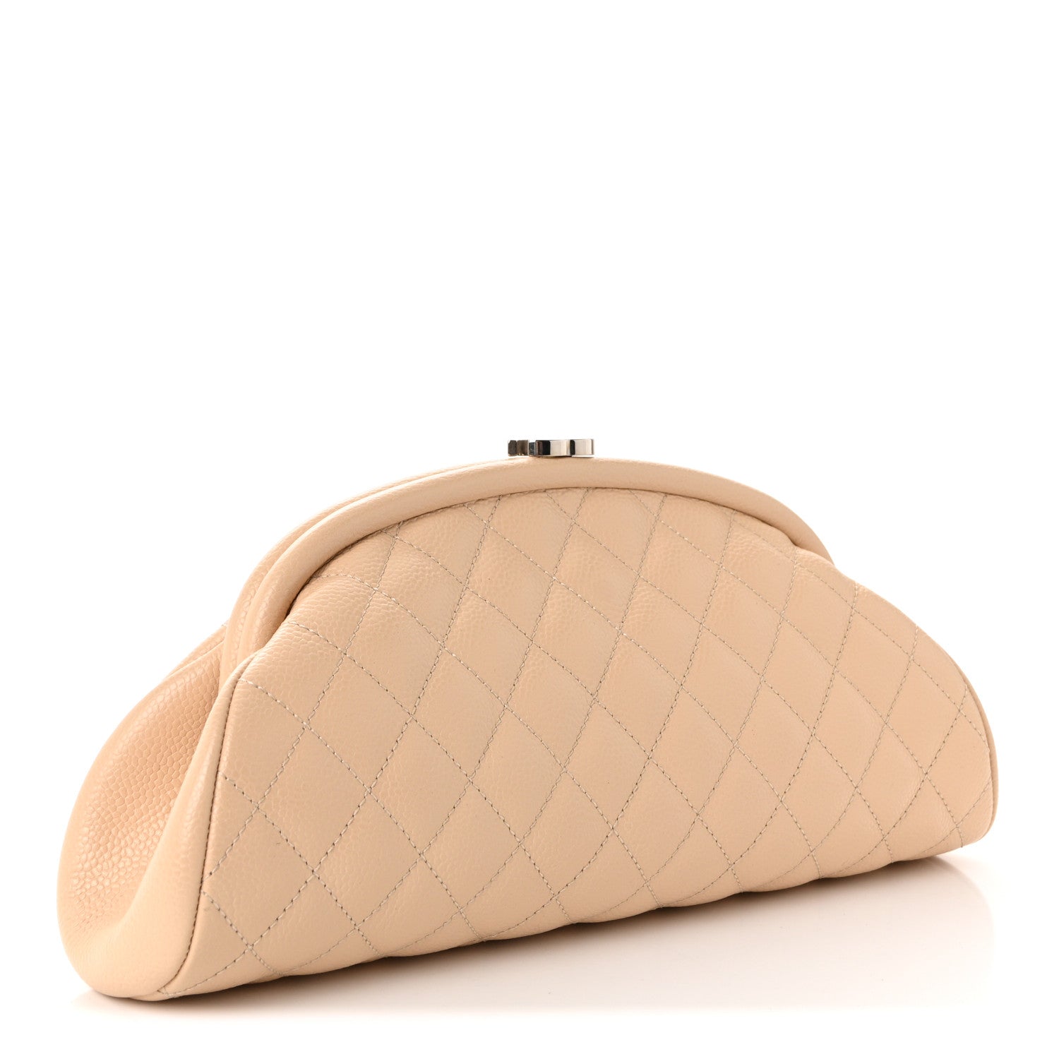 Caviar Quilted Timeless Clutch Light Beige