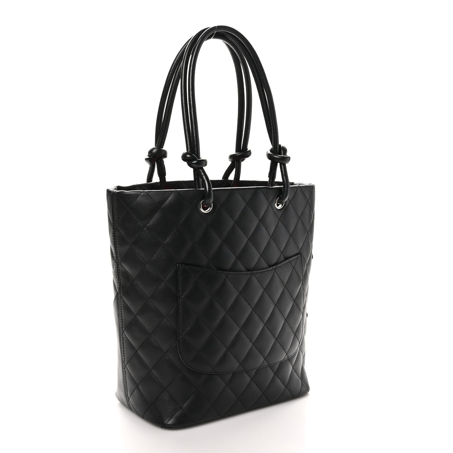 Calfskin Quilted Medium Cambon Tote Black