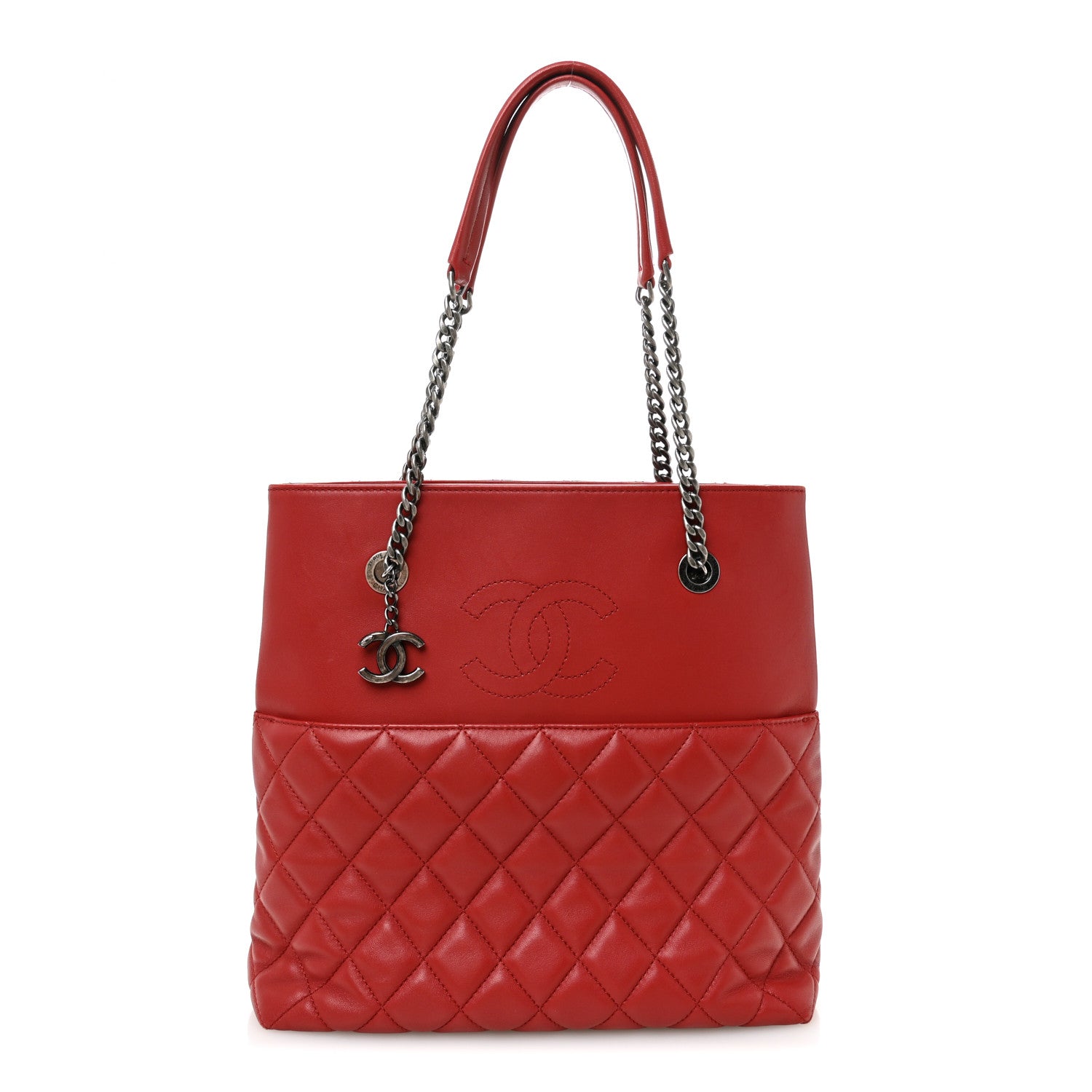 Lambskin Quilted Small Urban Delight Tote Red