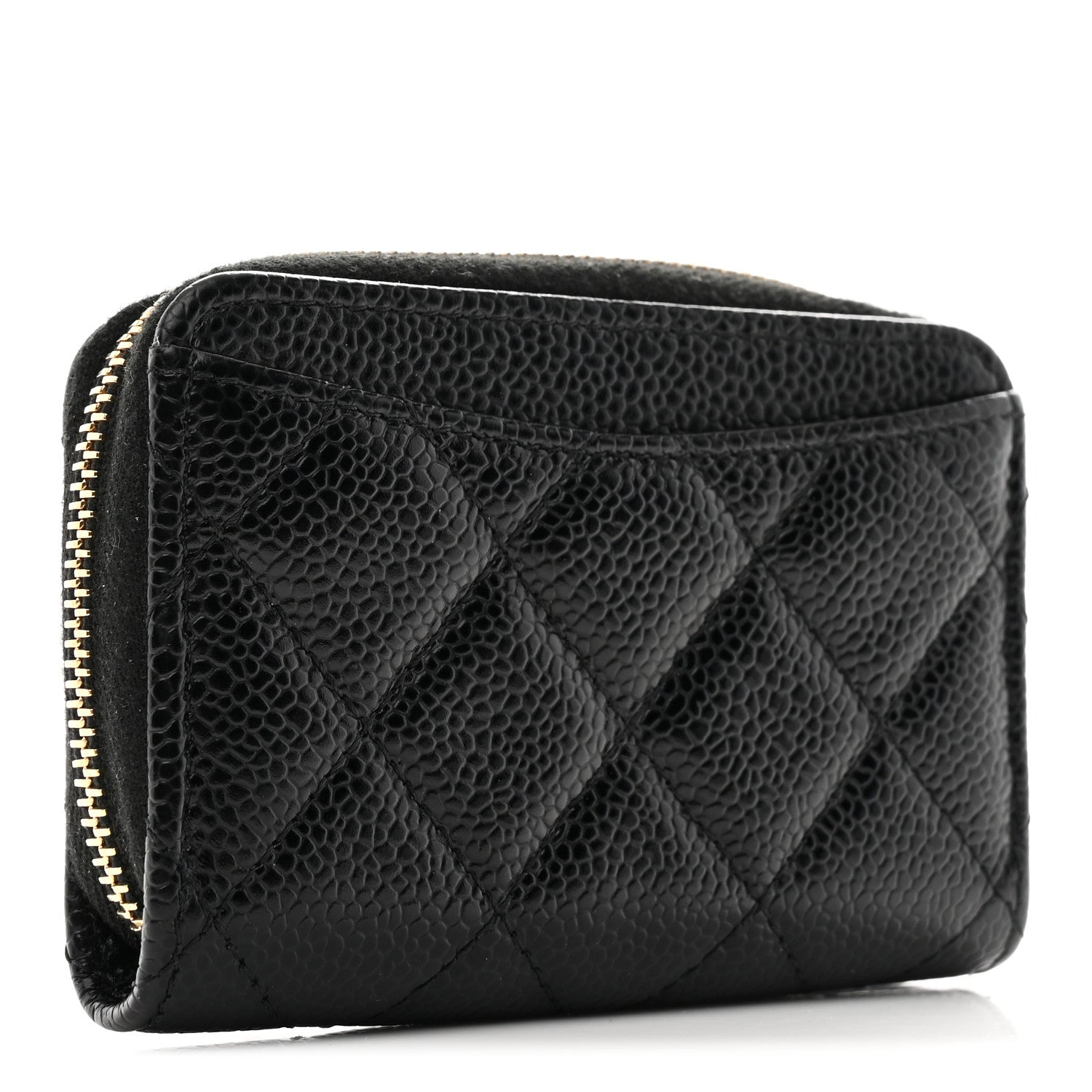 Caviar Quilted Zip Coin Purse Black