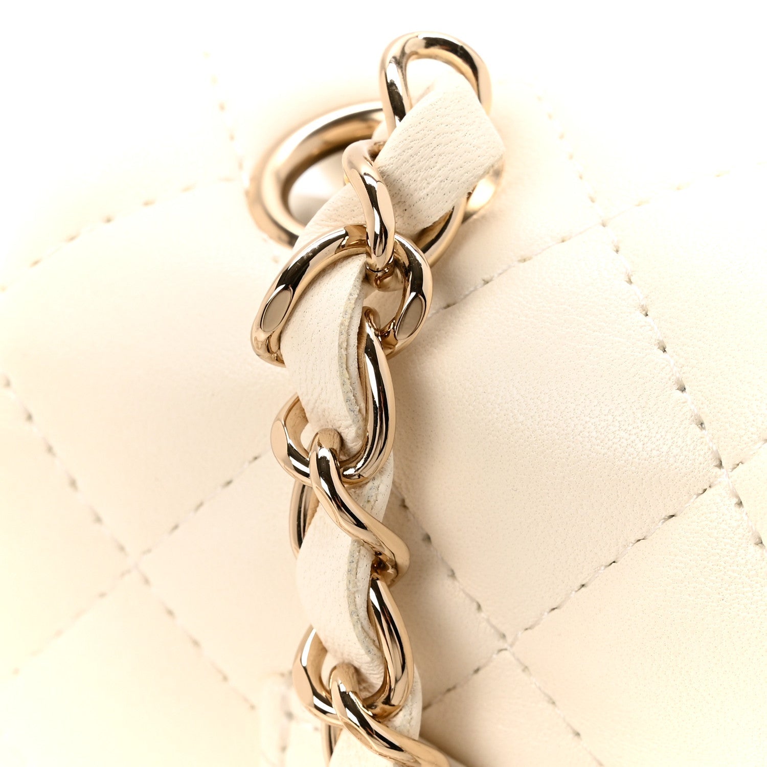 Lambskin Quilted Mini Rectangular Flap White