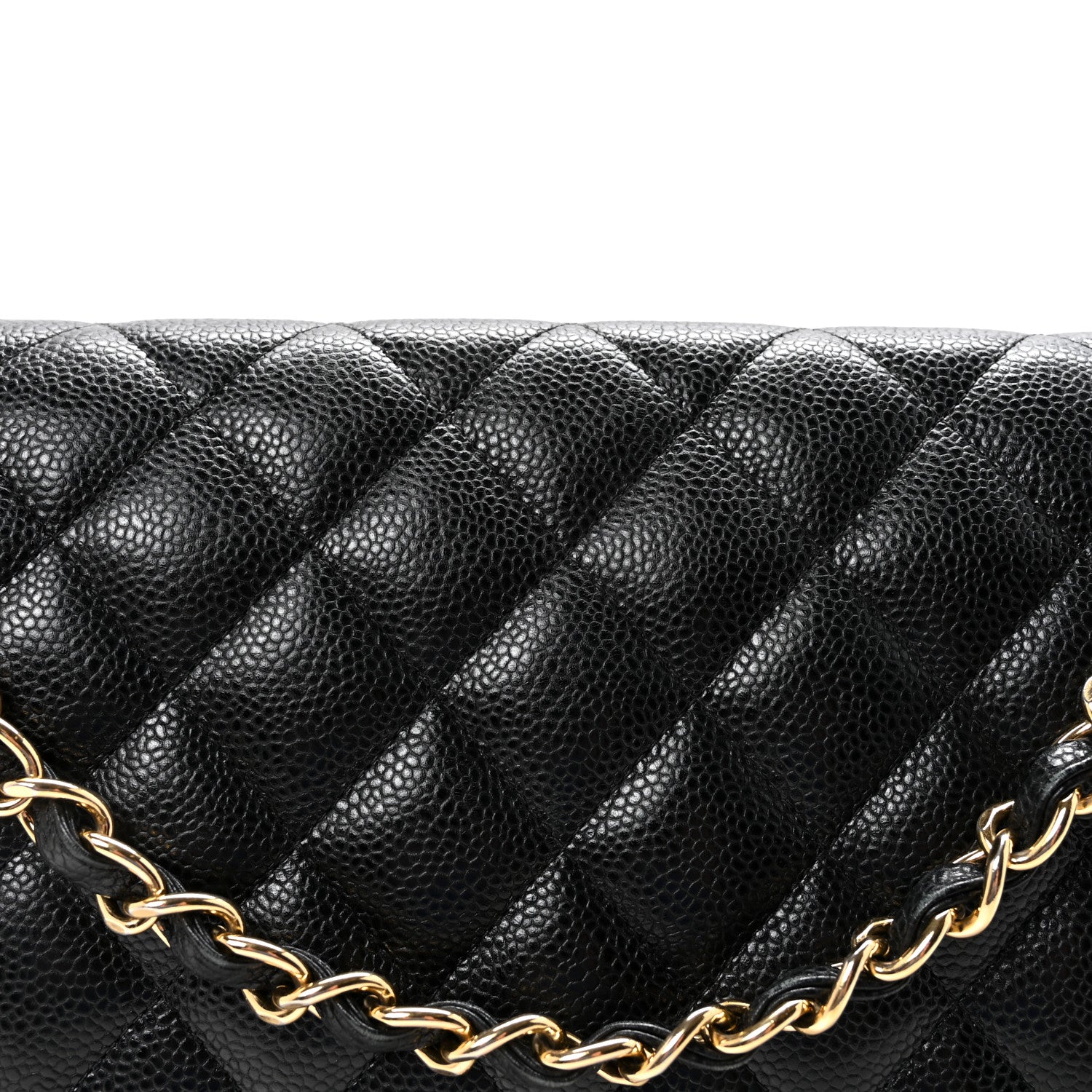 Caviar Quilted Jumbo Double Flap Black