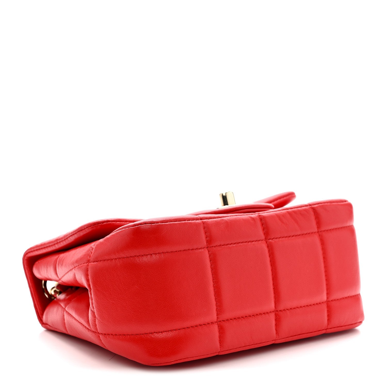 Lambskin Resin Crystal Square Quilted Monacoco Mini Flap Red