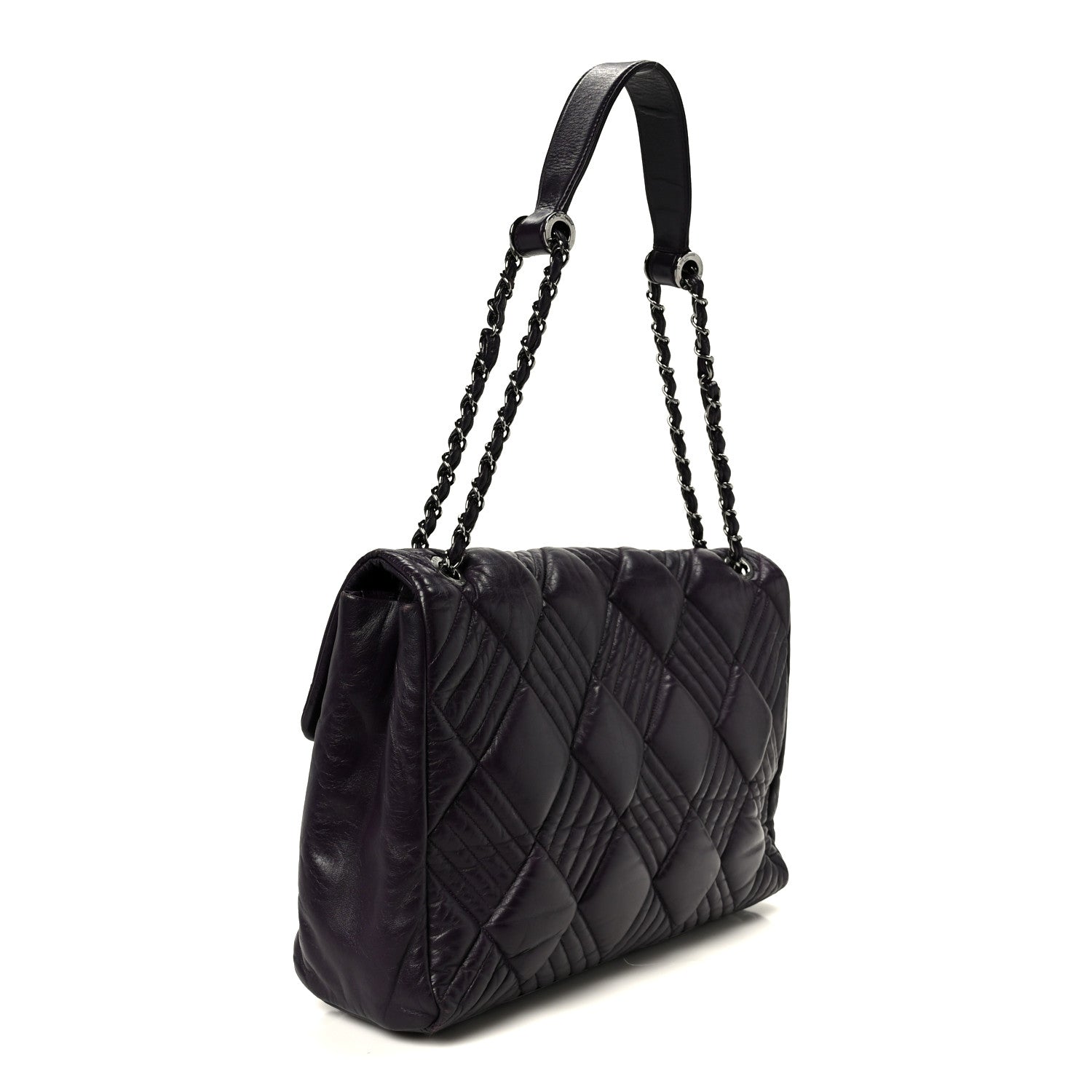 Lambskin In And Out XL Maxi Flap Dark Purple