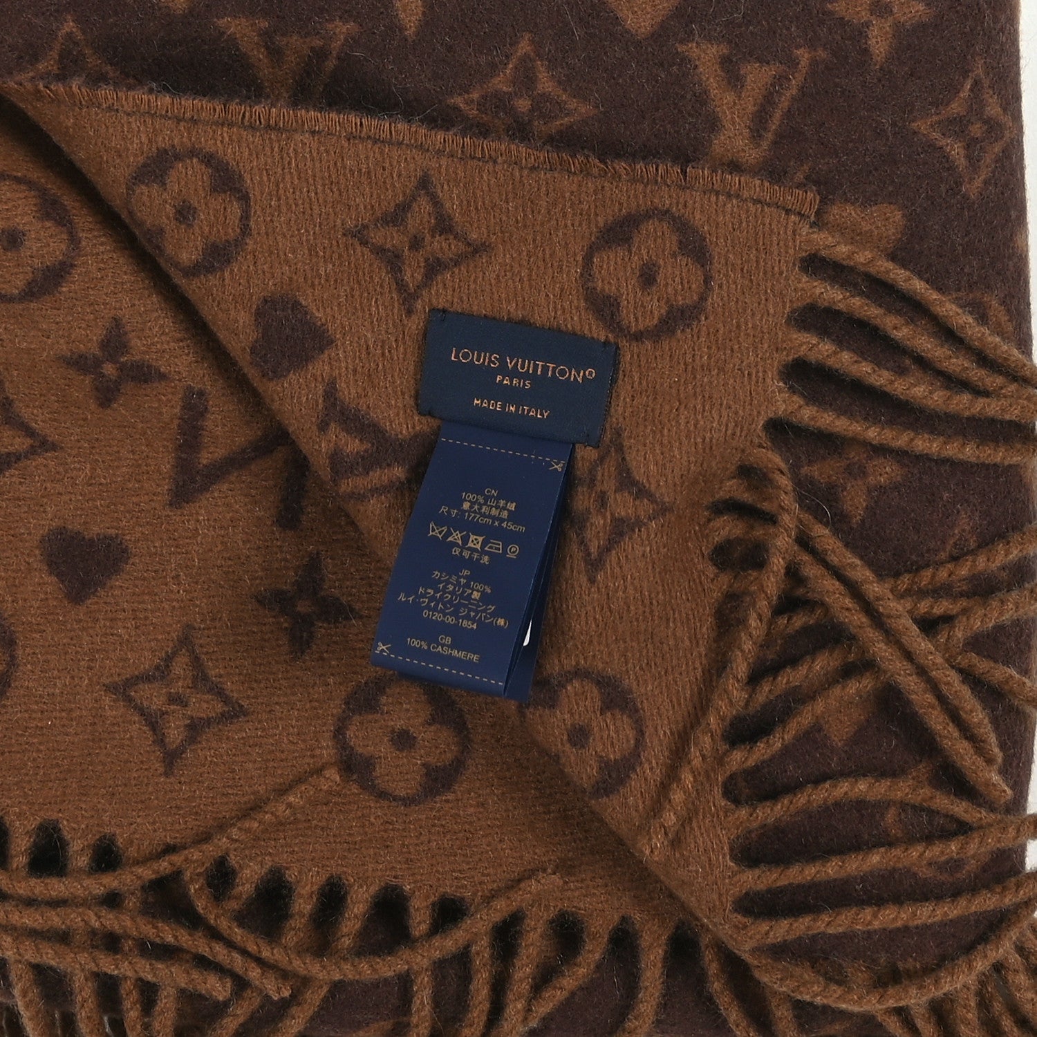 Cashmere Monogram Game On Scarf Brown
