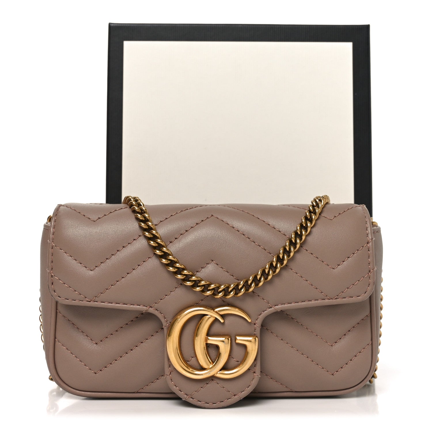 Calfskin Matelasse Super Mini GG Marmont Shoulder Bag Porcelain Rose
