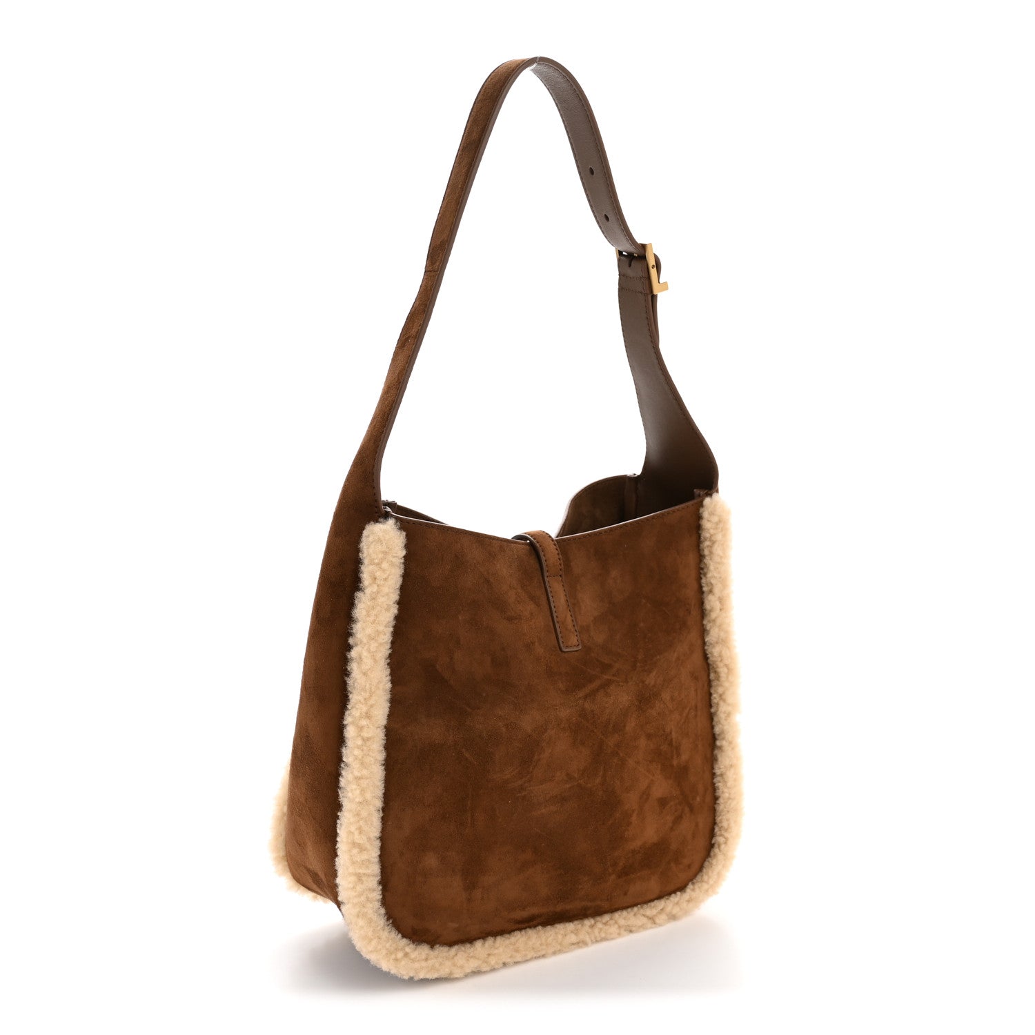 Suede Shearling Small Le 5 A 7 Soft Hobo  Dark Sigaro Natural Beige
