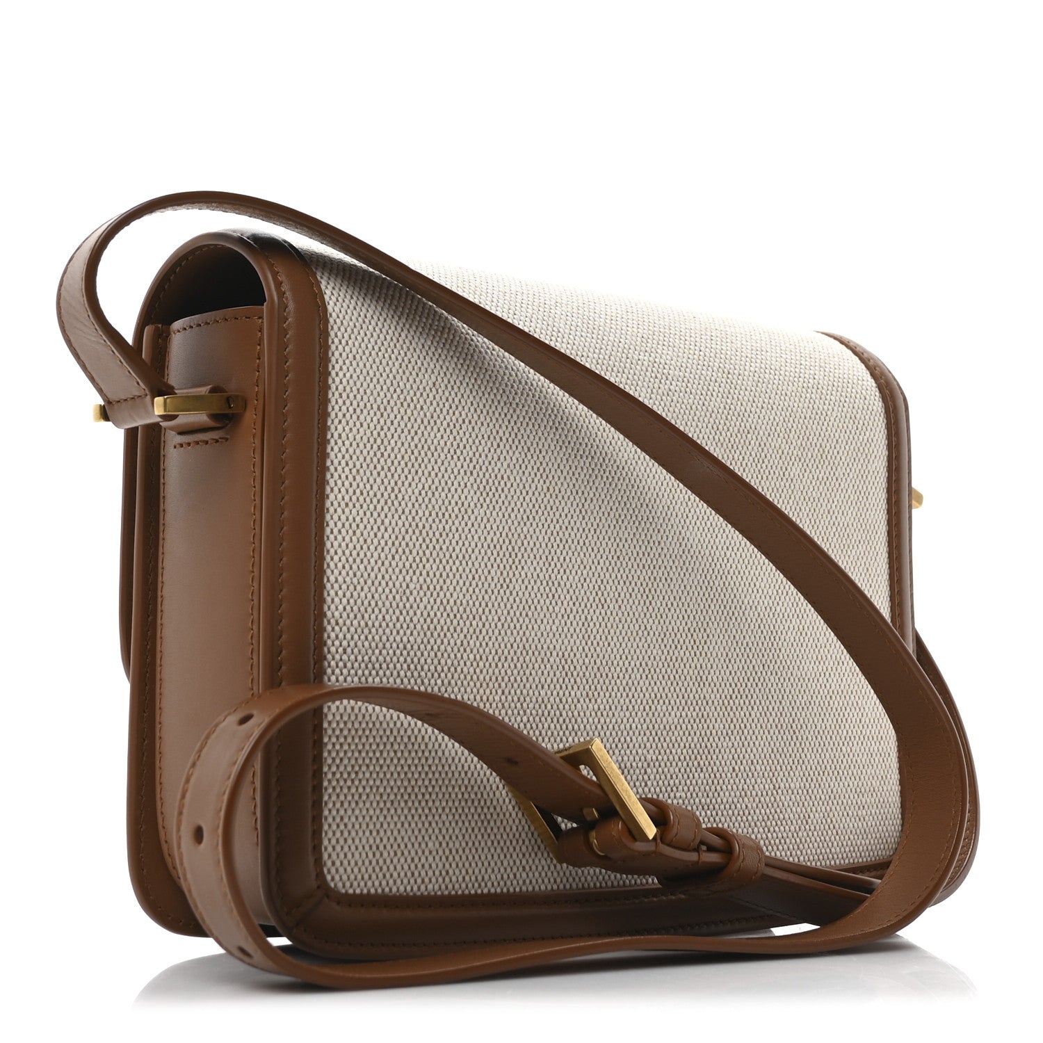 Canvas Calfskin Medium Solferino Satchel Beige Brick