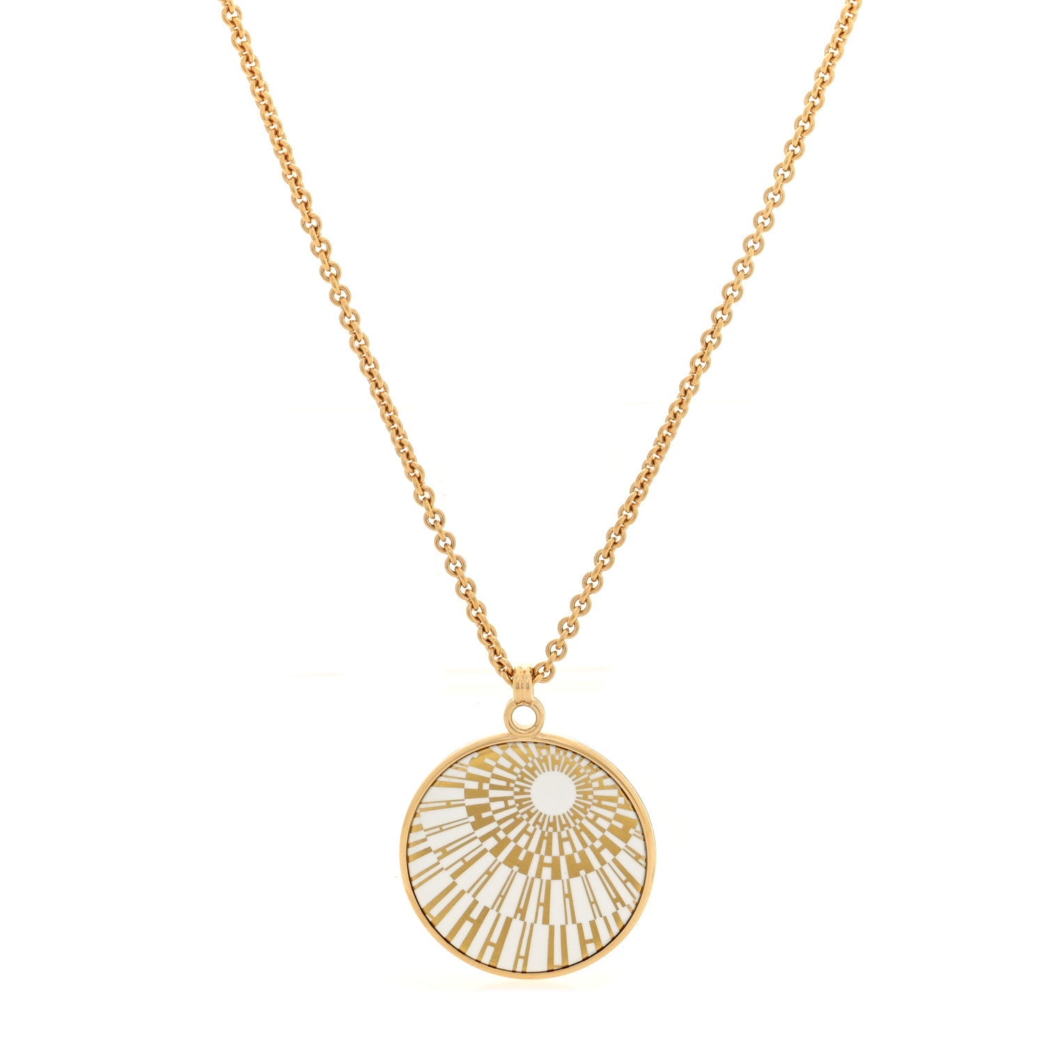 Enamel Medaille OP'H Small Necklace Jaune Or White