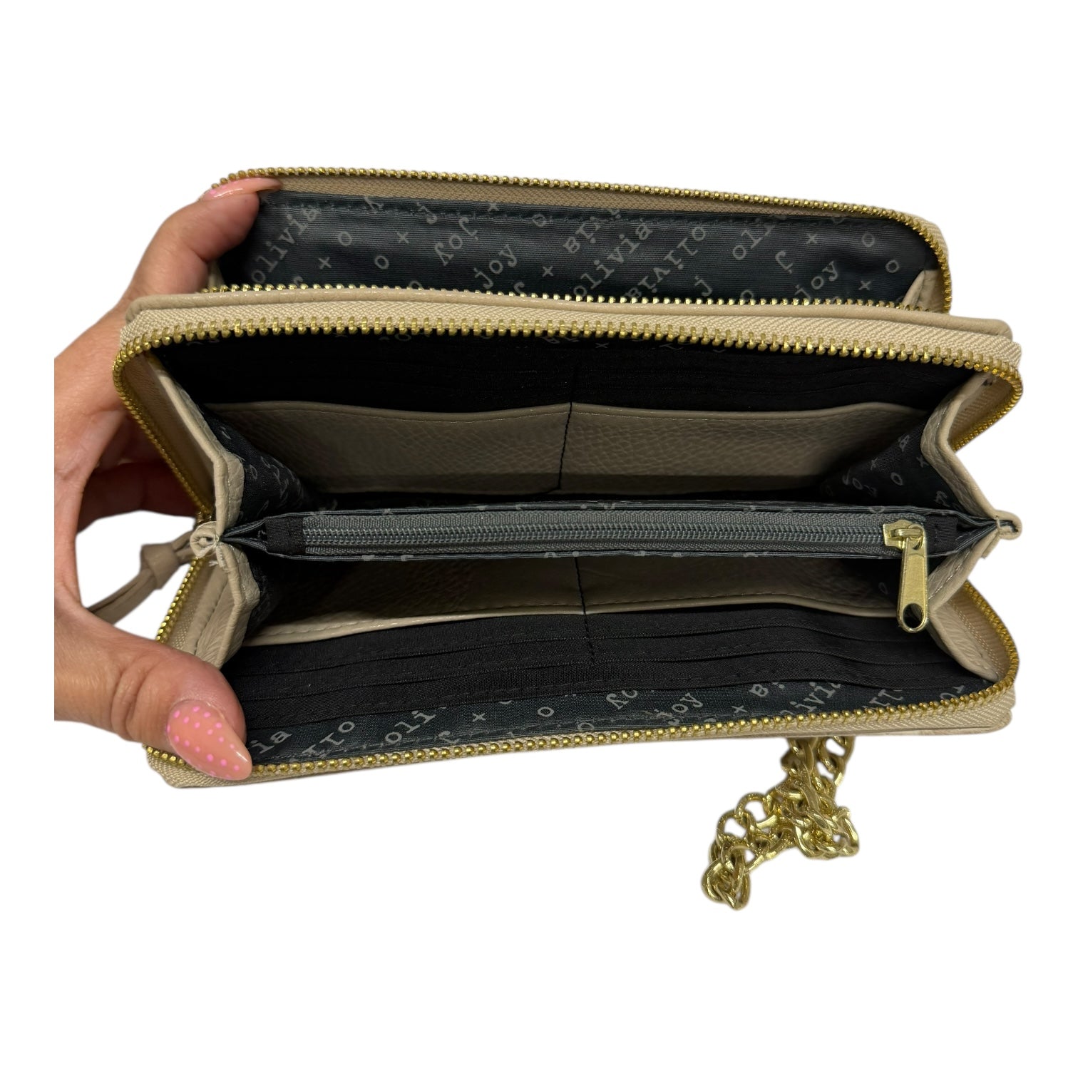 Wristlet Leather By Olivia And Joy In Tan, Size:Medium