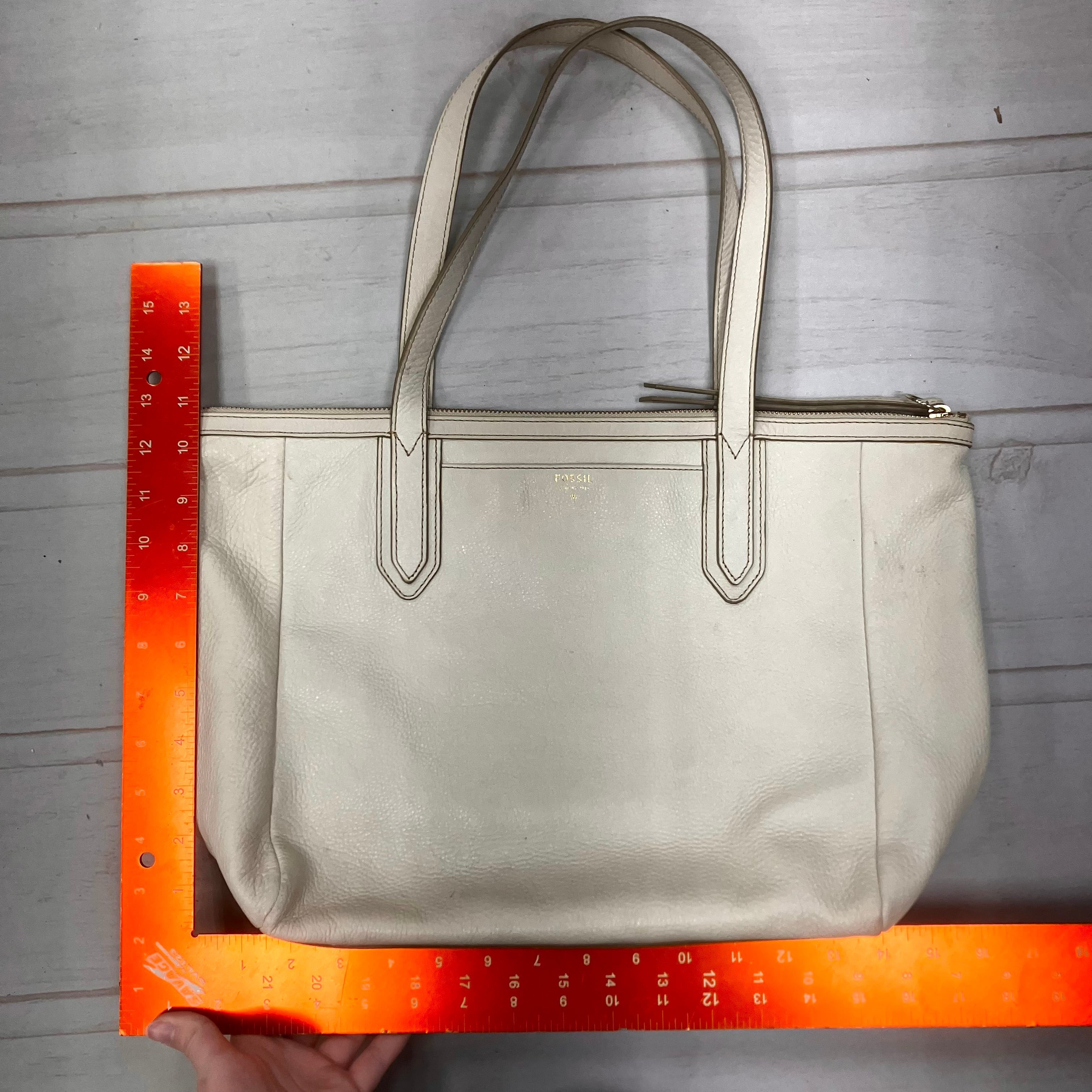 Handbag Leather By Fossil, Size: Medium