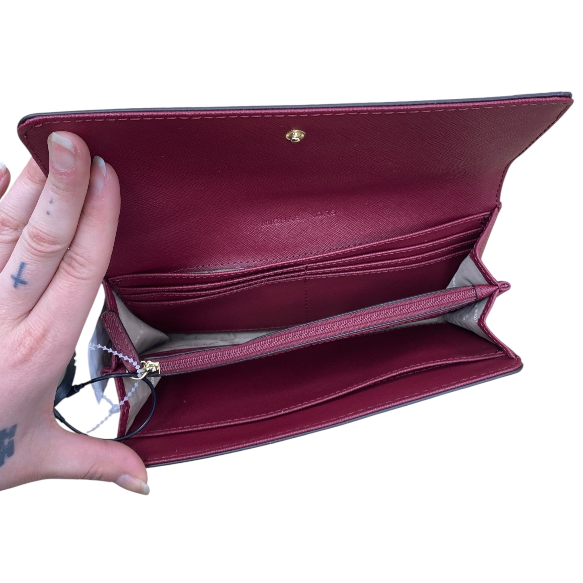 Wallet Designer By Michael Kors In Maroon, Size:Large