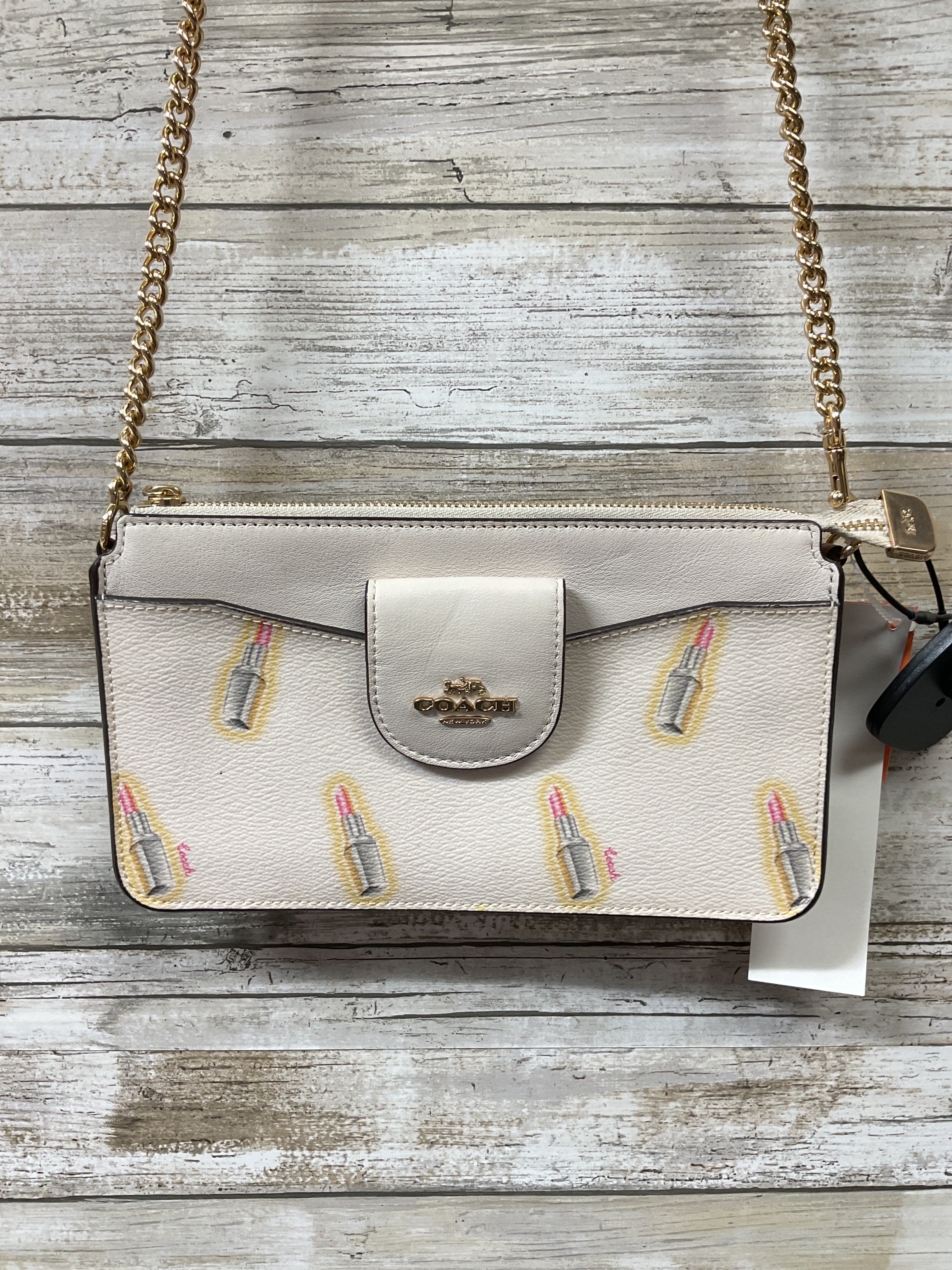 Crossbody Designer By Coach In Pink & Tan, Size:Small