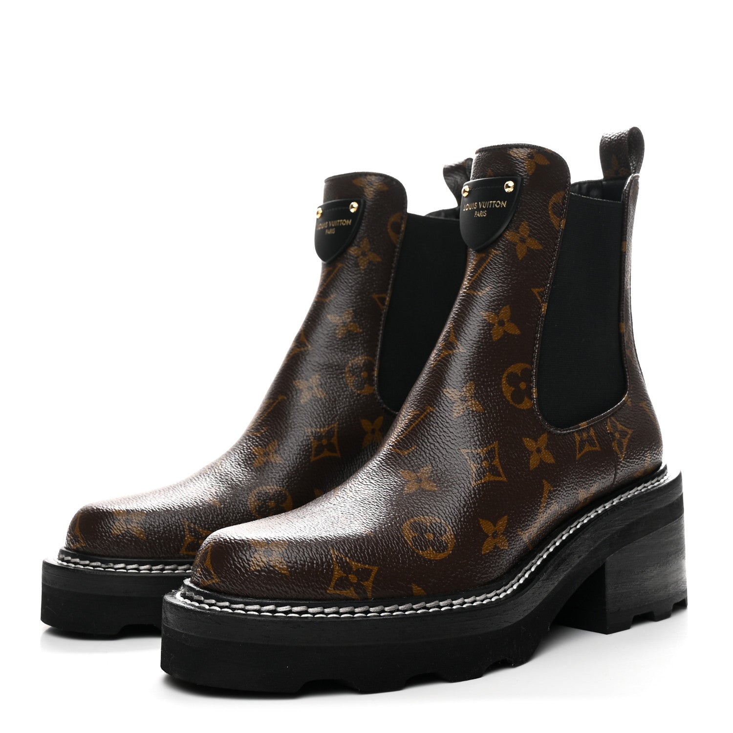 Patent Monogram LV Beaubourg Ankle Boots 37 Black
