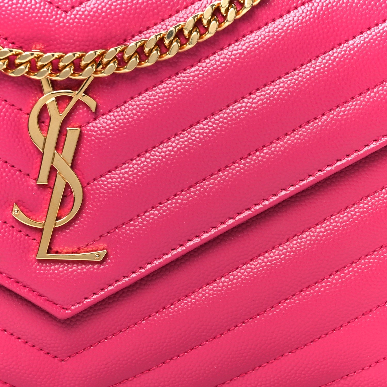 Grain De Poudre Matelasse Chevron Monogram Envelope Chain Wallet Bubblegum