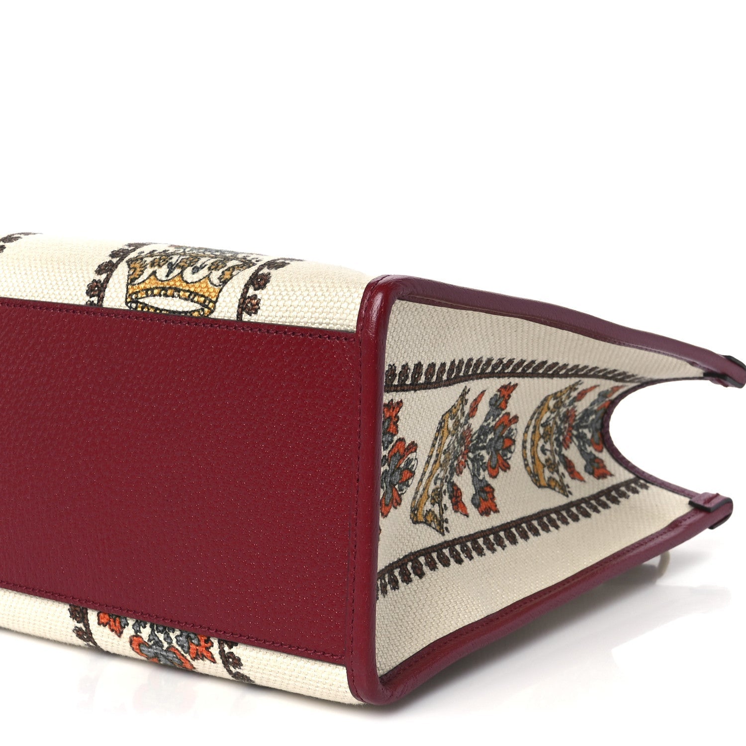 Canvas Jacquard Calfskin 100 Centennial Music Small Tote Bag Ivory Red