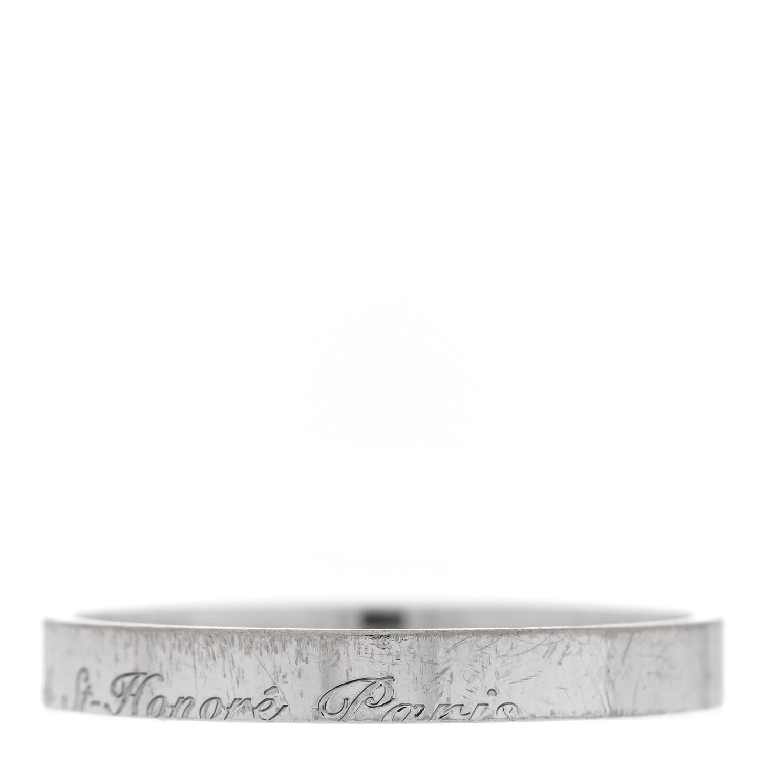 18K White Gold Cartouche Mini Band Ring 63 10.25