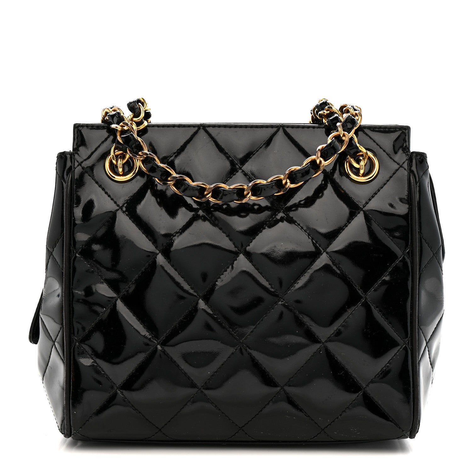 Patent Quilted CC Shoulder Bag Black