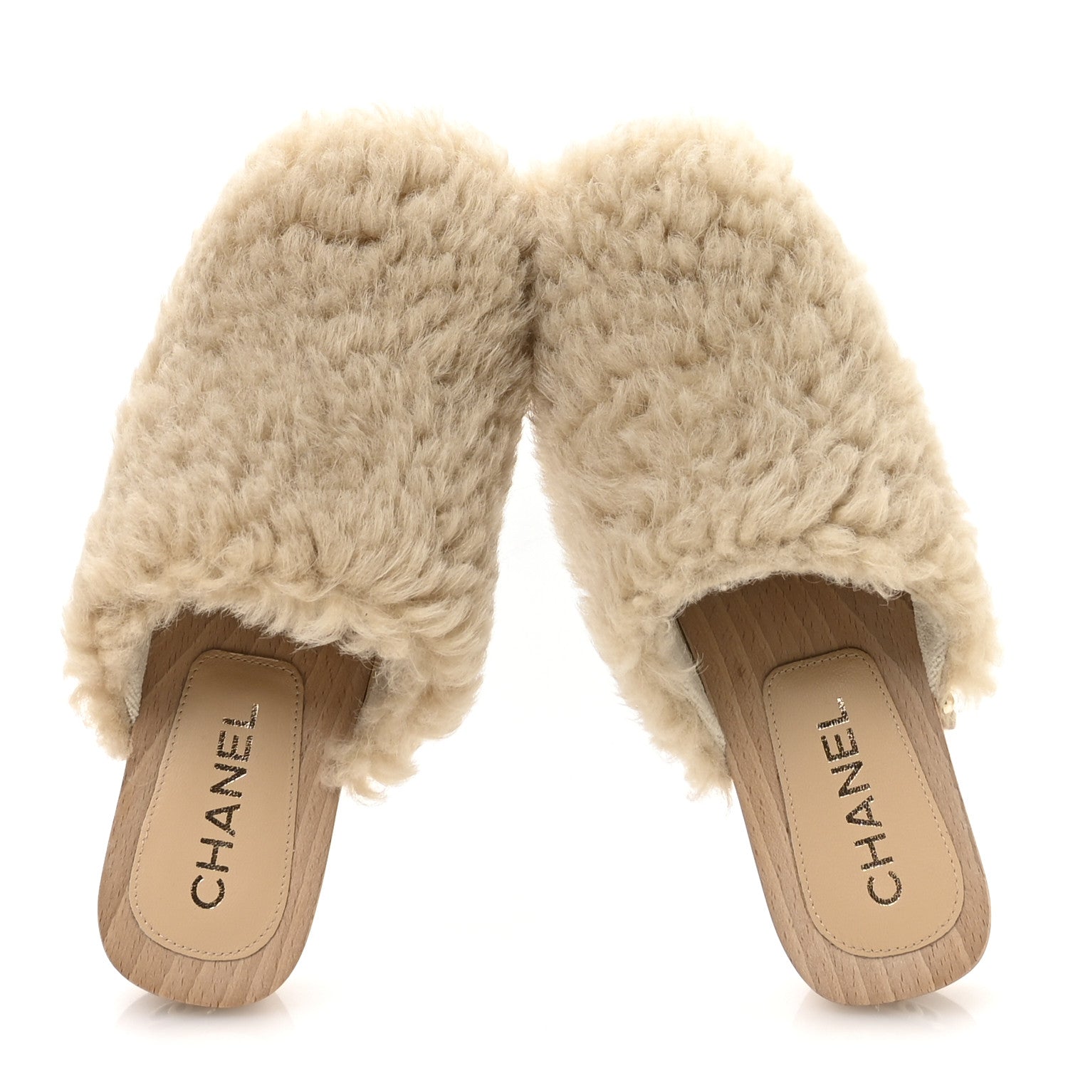 Shearling Lambskin Clogs 38 Beige