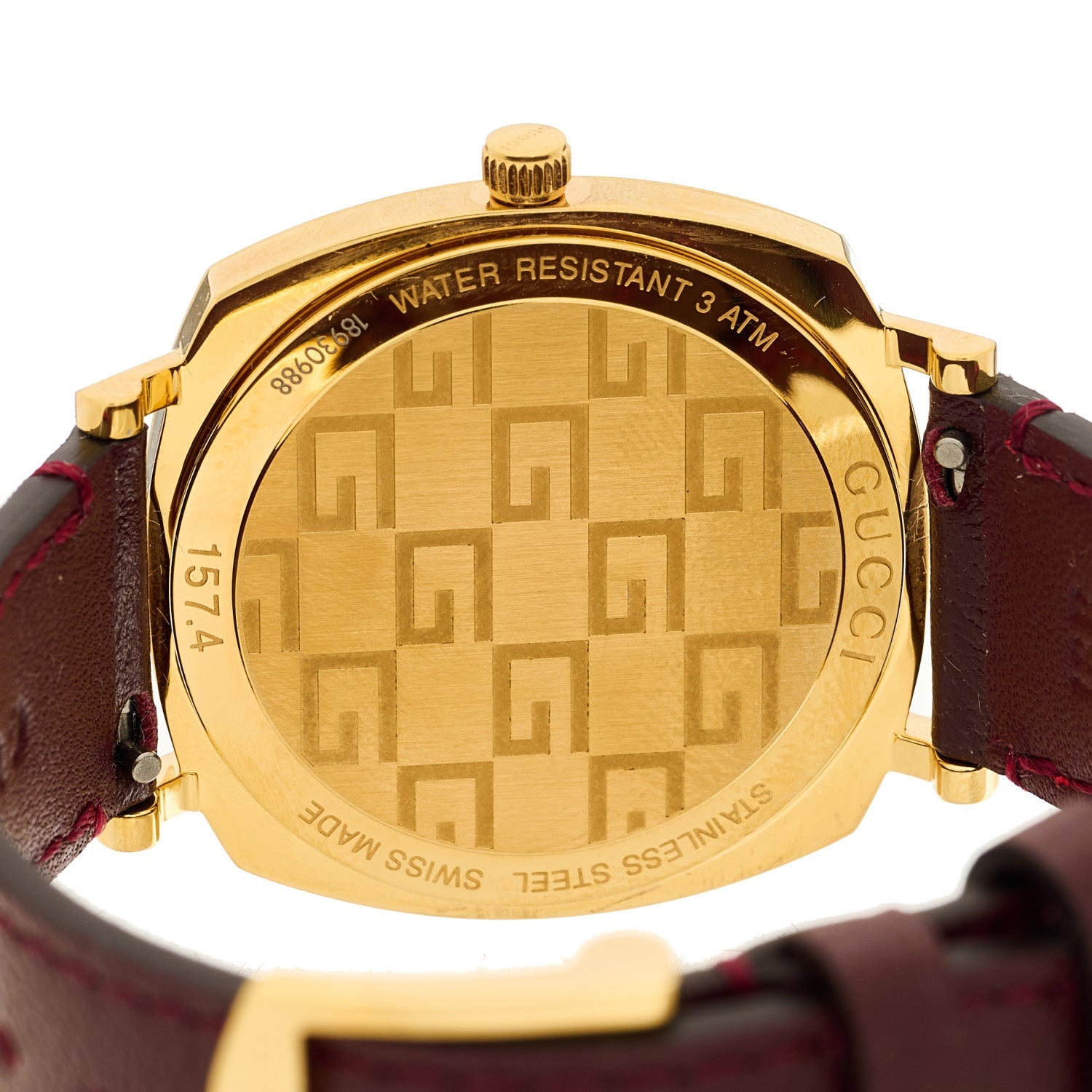 Stainless Steel Alligator 35mm Grip Quartz Watch Burgundy