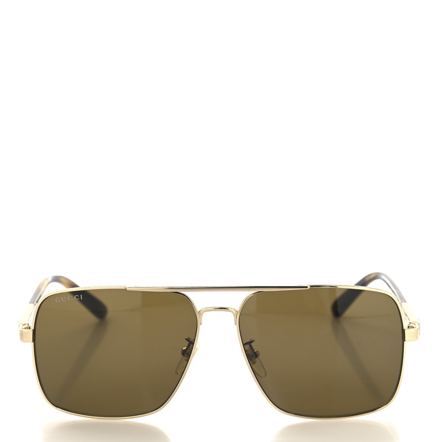 Metal Rectangular Frame Sunglasses GG1289S Gold Havana