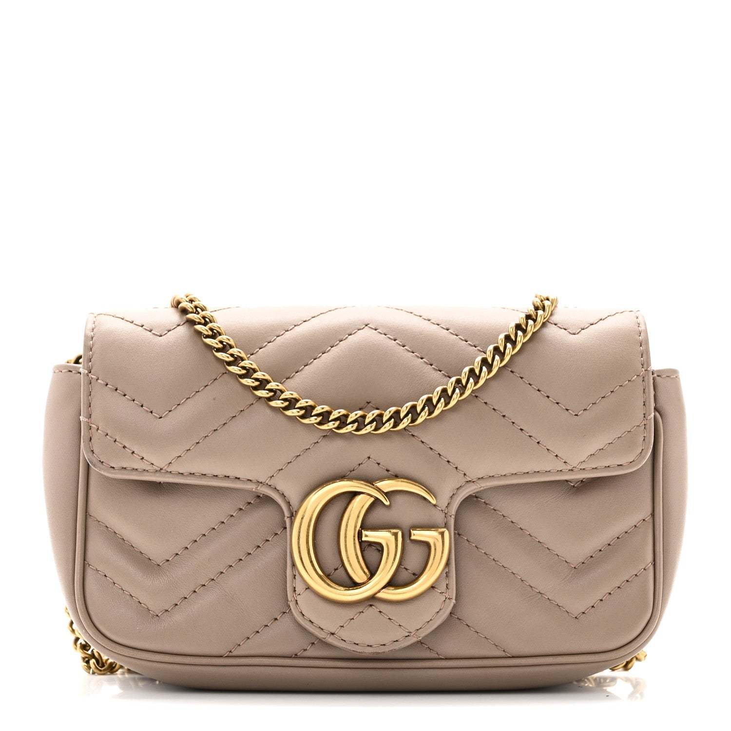 Calfskin Matelasse Super Mini GG Marmont Shoulder Bag Porcelain Rose