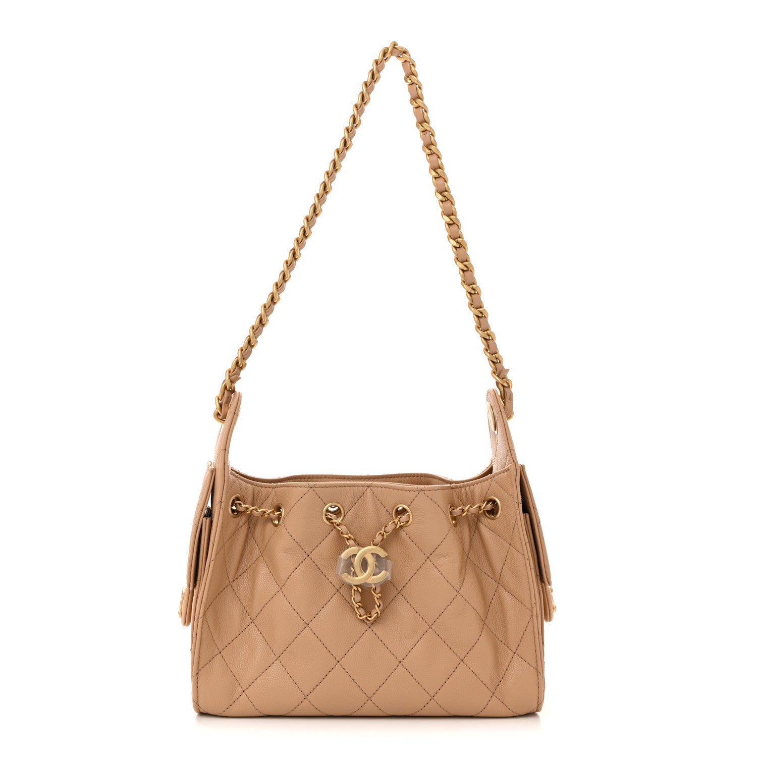 Caviar Quilted Mini Chanel 25 Handbag Beige